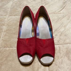 Toms open toed red wedge Shoes